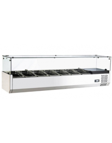 VETRINA REFRIGERATA PER PIZZERIA - Capacità 7 x GN 1/4 - mm 1500x395x435h