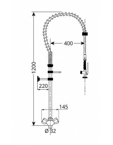 Gruppo doccia con miscelatore monoforo - manopole multigiro - cm 120h