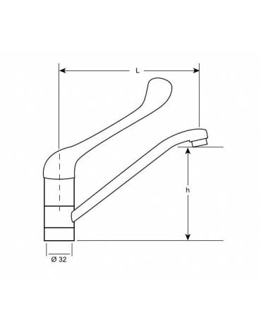 Miscelatore monoforo con leva clinica - uscita tubo bassa - lunghezza cm 22 - diametro cm 32