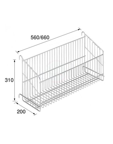 Cesto in rete elettrosaldata Zincato agganciabile ai carrelli DN28651 e DN28655