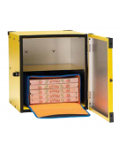 Box pizza non coibentato, ripiano centrale per 2 borse termiche diametro cm 33 - Colore Giallo - cm 46x47x50h