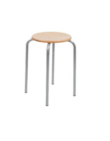 Sgabello fisso con sedile in faggio