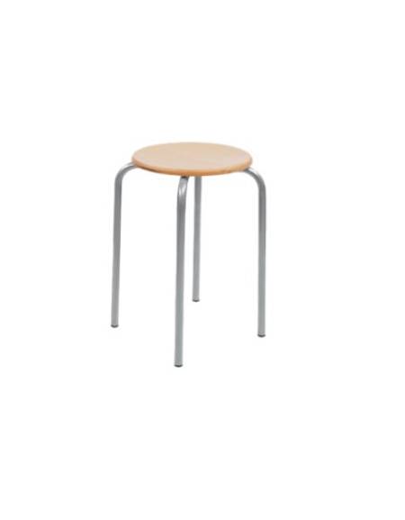 Sgabello fisso con sedile in faggio