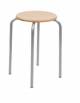 Sgabello fisso basso con sedile in faggio - Altezza cm 51 - Struttura in metallo diametro mm 22