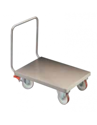 CARRELLO ACCIAIO INOX PER TRASPORTI PESANTI - Pianale mm 1000x600 - Portata Kg 1400