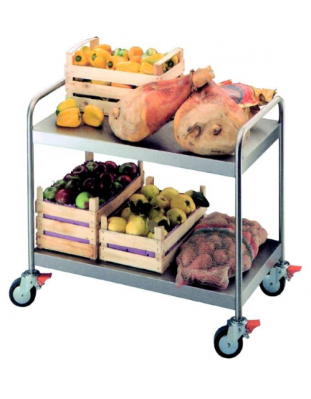CARRELLO ACCIAIO INOX 2 RIPIANI PER TRASPORTI PESANTI