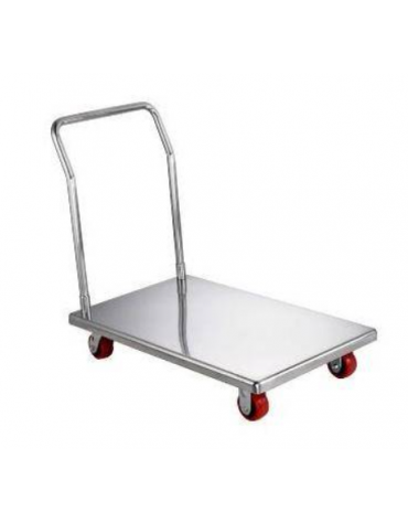 CARRELLO PORTA CASSE INOX A PIANALE BASSO - pianale mm 890x580 - Portata Max Kg 300