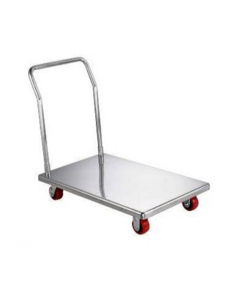 CARRELLO PORTA CASSE INOX A PIANALE BASSO - pianale mm 890x580 - Portata Max Kg 300
