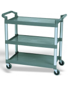 CARRELLO SERVIZIO A 3 PIANI IN PLASTICA CON ASTE DI SUPPORTO IN ALLUMINIO - Portata Kg 120 - cm 103x50x96