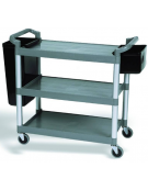 CARRELLO SERVIZIO A 3 PIANI IN PLASTICA CON ASTE DI SUPPORTO IN ALLUMINIO - Portata Kg 120 - cm 103x50x96