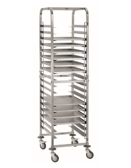 CARRELLO PORTATEGLIE IN ACCIAIO INOX - CAPACITA' 18 TEGLIE 60x40 - mm 490x630x1885h