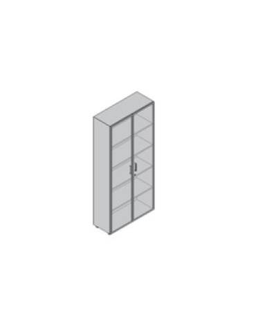 Contenitore alto con anta vetro / vetro no serratura - cm 90x45x196h