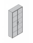 Contenitore alto anta vetro/vetro senza serratura - cm 90X45X196