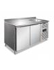 Tavolo refrigerato ventilato TN -2°/+8°C con due porte e lavello - Tropicalizzato - In acciaio inox AISI 304 - cm 151x70x96h