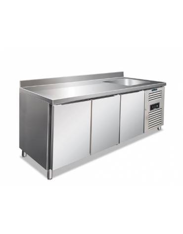 Tavolo refrigerato con 3 porte e con lavello cm 187x70x115h
