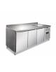 Tavolo refrigerato ventilato TN -2°/+8°C con tre porte e lavello - Tropicalizzato - In acciaio inox AISI 304 - cm 202x70x96h