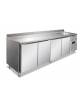 Tavolo refrigerato ventilato TN -2°/+8°C con quattro porte e lavello - Tropicalizzato - In acciaio inox AISI 304 - cm 250x70x96h