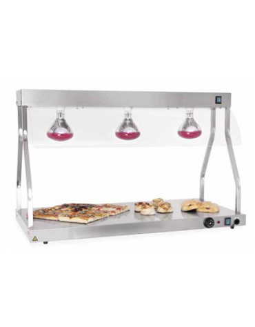 Piano caldo inox con N° 2 lampade a infrarossi - cm 103x53x70 h