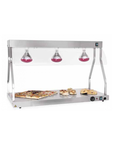 Piano caldo inox con N° 2 lampade a infrarossi - cm 103x53x70 h