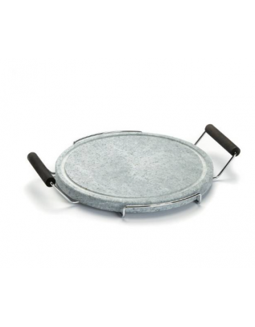 PIETRA OLLARE ROTONDA - TELAIO CROMATO E MANICI FAGGIO - Diametro mm 300