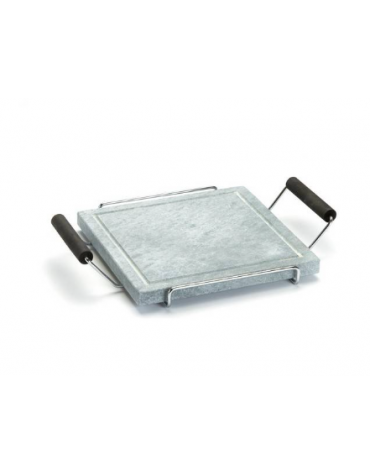PIETRA OLLARE QUADRATA - TELAIO CROMATO E MANICI FAGGIO -  mm 250x250