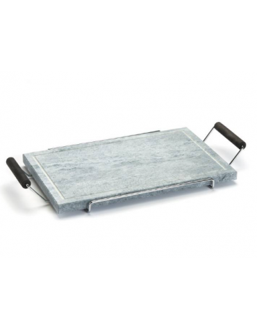 PIETRA OLLARE RETTANGOLARE - TELAIO CROMATO E MANICI FAGGIO - mm 250x400