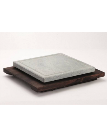 PIETRA OLLARE QUADRATA CON BASE FAGGIO - Larghezza mm 250 - Profondità mm 250