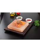 PIASTRA SALE QUADRATA CON BASE LEGNO E 2 CIOTOLE IN PORCELLANA - Larghezza mm 200 - Profondità mm 200