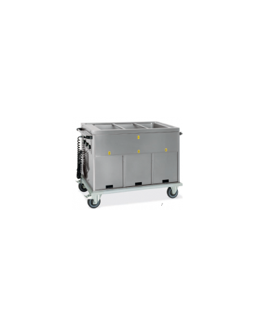 Carrello termico armadiato-vasca unica 4x1/1GN 2 vani neutri, 2 vani riscaldati cm 172x72x96h