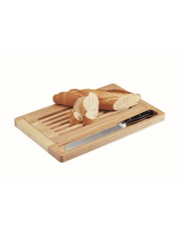 TAGLIERE IN LEGNO PER PANE CON RACCOGLIBRICIOLE - mm 400x275