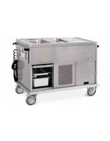 Carrello termico armadiato-vasca con temp. differenziate 3x1/1GN 2 vani refrigerati cm 134x72x96h