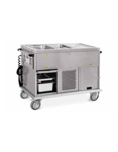 Carrello termico armadiato-vasca con temp. differenziate 3x1/1GN 2 vani refrigerati cm 134x72x96h Carrello termico armadiato-vasca con temp. differenziate 3x1/1GN 2 vani refrigerati cm 134x72x96h