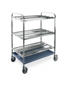 Carrello scolapiatti inox a 3 piani - Portata 216 piatti Ø cm 16÷26 - cm 102x62x121h