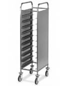Carrello portavassoi in acciaio inox su 2 lati - Portata vassoi 10EN cm 49x60x150h