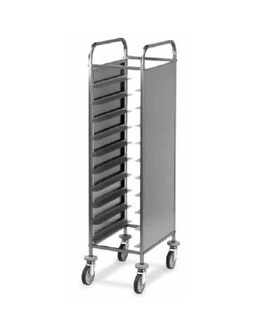 Carrello portavassoi in acciaio inox su 2 lati - Portata vassoi 10EN cm 49x60x150h