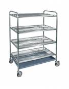 Carrello inox AISI 304 con N° 4 piani scolapiatti - portata N° 288 Piatti Ø cm 16÷26 - cm 102x62x159h