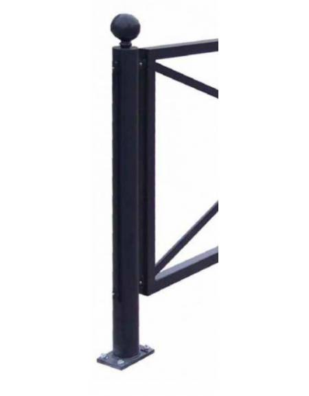 Barriera in tubolare acciaio zincato e verniciato. Supporto di testa da inghisare - cm 8x131,7h