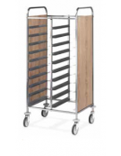 Carrello portavassoi pannelli in nobilato colore ciliegio - Portata vassoi 20GN cm 80x60x150h