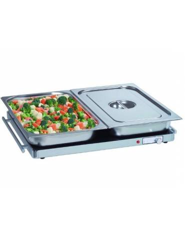 PIASTRA ELETTRICA RISCALDANTE GN 2/1 IN ALLUMINO E VETRO - mm 666x545x40h