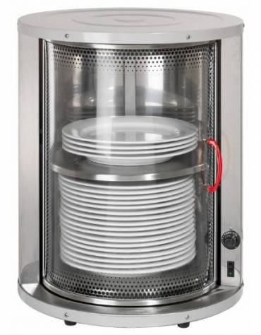 SCALDAPIATTI DA BANCO IN ACCIAIO INOX CON PORTA ROTANTE - Capacità 30/40 piatti - Diametro max piatti mm 320