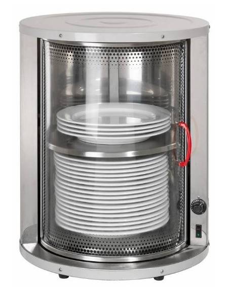 SCALDAPIATTI DA BANCO IN ACCIAIO INOX CON PORTA ROTANTE - Capacità 30/40 piatti - Diametro max piatti mm 320