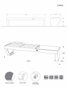 Panchina smart con schienale e porte ricarica usb, hotspot wi-fi e sistema audio con bluetooth - cm 240x65x45h