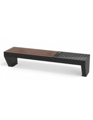 Panchina smart con schienale e porte ricarica usb, hotspot wi-fi e sistema audio con bluetooth - cm 240x65x45h