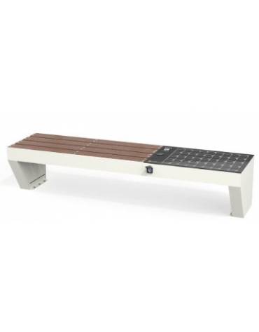 Panchina smart con schienale e porte ricarica usb, hotspot wi-fi e sistema audio con bluetooth - cm 240x65x45h