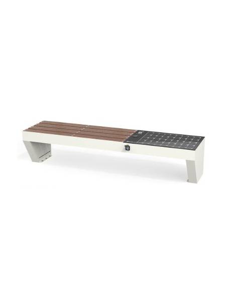 Panchina smart con schienale e porte ricarica usb, hotspot wi-fi e sistema audio con bluetooth - cm 240x65x45h