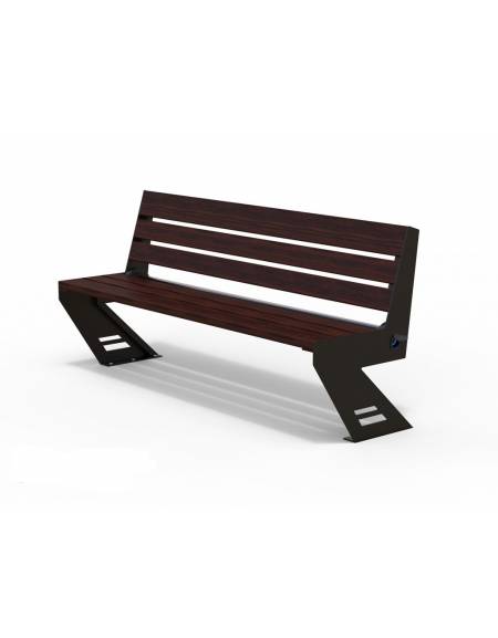 Panchina smart con porte ricarica usb, hotspot wi-fi e sistema audio con bluetooth - cm 240x65x45h