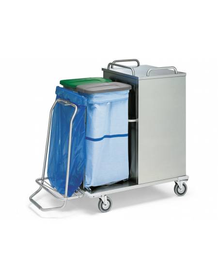 Carrello distribuzione biancheria in acciaio inox, 4 ruote (2 con freno di stazionamento) Ø cm 12,5 - cm 68x55x114,5h