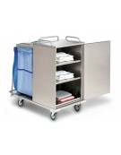 Carrello distribuzione biancheria in acciaio inox, 4 ruote (2 con freno di stazionamento) Ø cm 12,5 - cm 68x55x114,5h