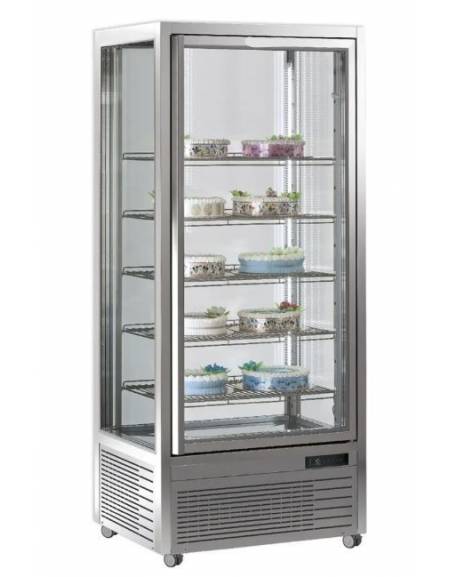 Vetrina espositiva verticale refrigerata con ripiani a griglie mm 700x770x1810h