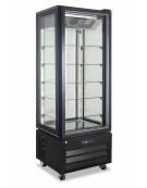 Vetrina Pasticceria ventilata no frost +2°/+8°C con 4 lati in vetro - colore nero - 1 porta - capacità 340 Lt - cm 65x65x195h